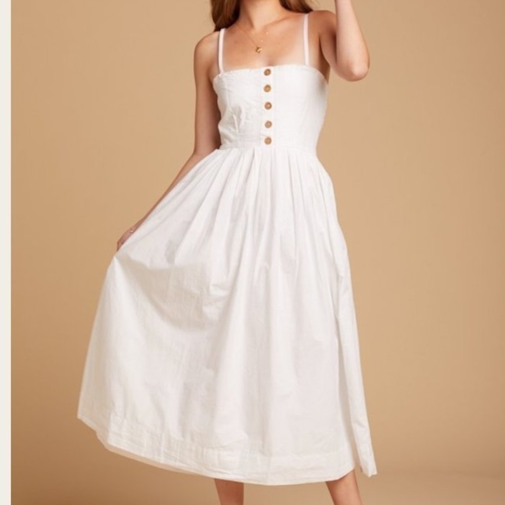 Free People Lilah White Pleated Midi Tube Dress Size Large - Picture 3 of 15